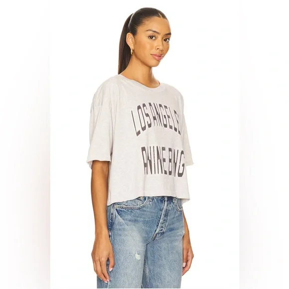 Anine Bing Women's Distressed cropped Johnny Tee - Picture 3 of 8